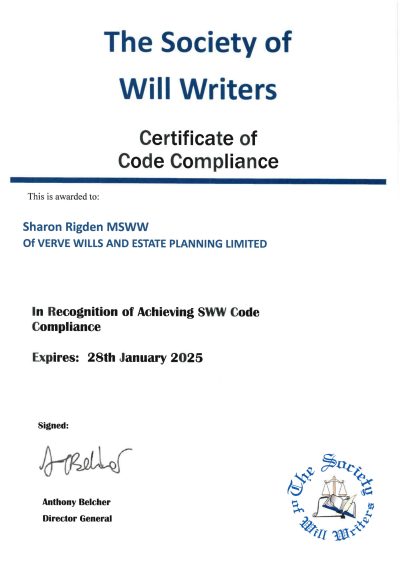 Compliance Certificate S Rigden